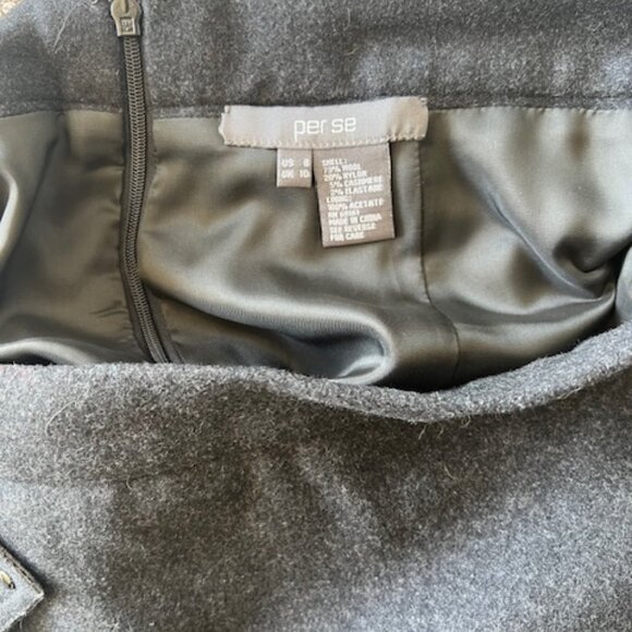 Per Se, Dark Gray Wool Skirt with Metal button detail, Size 8 - Picture 6 of 6
